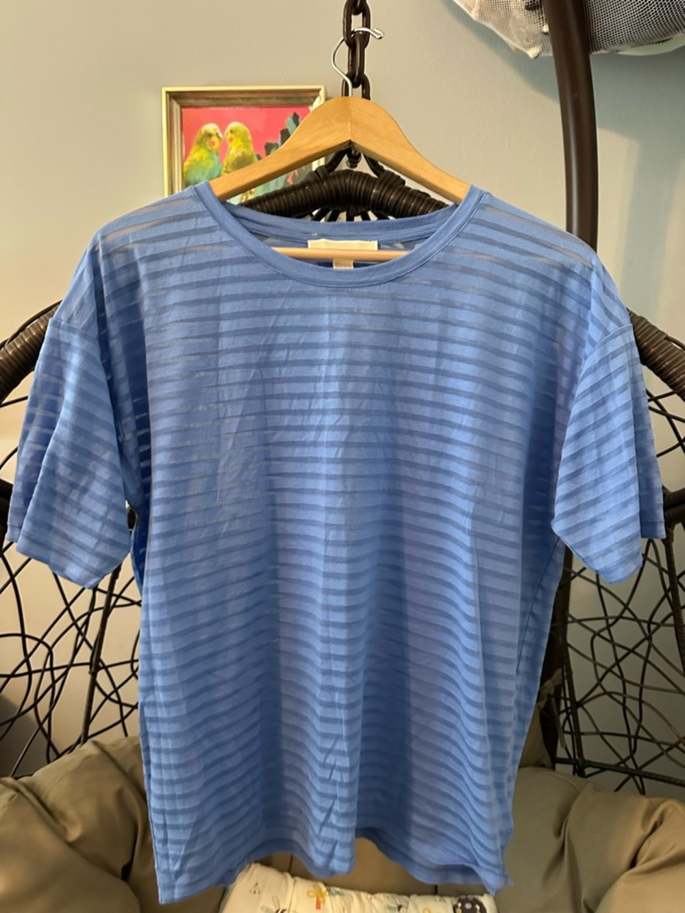 Michael Kors Light Blue Striped Short-Sleeve Tee